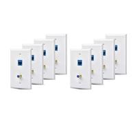 CTRLZS 8 Packs Ethernet Coax Wall Plate Outlet with 1 Cat6 Port and 1 Gold-Plated Coax F Type Port RJ45 Wall Plates