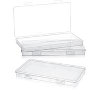 CTRLZS Hinged Lid Organizer Case Small Rectangle Empty 3Pack Mini Plastic Clear Storage Containers Box for Collecting Bead