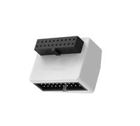 CTRLZS Internal 19Pin 90 Degree USB 3.2 Gen1 USB 3.0 Male to Female Converter Adapter for Front Panel USB-A, RVS Header White