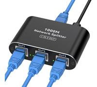 CTRLZS RJ45 Ethernet Splitter 1 to 3 Port LAN Gigabit Ethernet Splitter 1000Mbps Switch with USB-C Power Cable for Cat5/5e/6/7/8