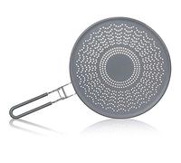 CTRLZS Silicone Splatter Screen,Grease Splatter Guard with Folding Handle,for Cooking Splatter Guards&Fry Pan,13 Inch,Gray