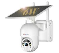 Ctronics 2K 3MP Outdoor Security Camera Solar with 6W Panel, 25m Colour Night Vision & Spotlight, PTZ IP WiFi Battery Camera, PIR Detection, 2-Way Audio, PC/APP Remote, FTP/Cloud/128GB, IP66