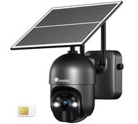 Ctronics 4G LTE No WiFi Solar Security Camera Outdoor with SIM Card, 2K 3MP PTZ CCTV Camera, 10400mAh Rechargeable Battery, PC Remote, Color Night Vision, FTP/Cloud/TF Storage, PIR Human Detection