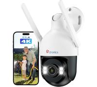 Ctronics 4K 8MP Outdoor Security Camera WiFi Metal, CCTV Home Security Camera with Human/Vehicle/Animal Detection Auto Tracking, 2,4/5GHz WiFi, FTP/NVR, Color Night Vision 4K, 256GB TF/Cloud/PC, IP66