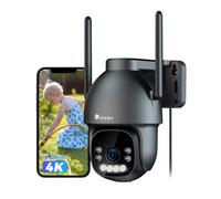 Ctronics 4K Security Camera Outdoor WiFi, PTZ Camera with 8MP Color Night Vision, 2.4/5GHz WiFi, Human/Vehicle/Animal Detection, Supports NVR & 24/7 Recording, 2 Way Audio, IP66