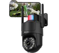 Ctronics 4K UHD Outdoor Security Camera with 5× Optical Zoom, Smart Night Vision 50M, AI Human/Vehicle/Pet Detection, Auto Tracking, Red-Blue Siren, 8 Presets, SD/FTP/NAS, Dual-Band Wi-Fi, PC/App