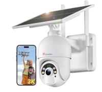 Ctronics 5MP Solar Security Camera Outdoor Wireless, 6W Solar Panel, Sound-Light Alarm, PC/Phone Remote Control, Color Night Vision, CCTV Outdoor Camera, Cloud/FTP Storage