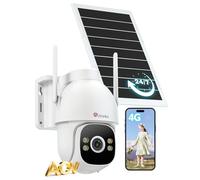 Ctronics AOV Surveillance Camera 24/7 Recording, 4G Solar Camera with 8W Solar Panel and 15600 mAh Battery, People Detection Up to 30 Meters and Automatic Tracking, PTZ Camera with SIM Card, IP66