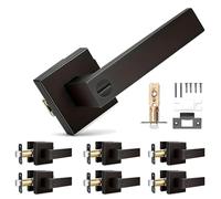 CTrowelpro Matte Black Privacy Door Lever, 6 Pack, Interior Door Handle with Thumb Turn Lock, Reversible Modern Lever for Bedroom & Bathroom, Fits 1-3/8" to 1-3/4" Doors