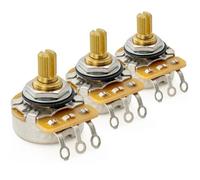 CTS 450G A250K Pots Brass Short Split Shaft 1/4 Inch 10% Audio Taper Potentiometers for Electric Guitar Bass (Set of 3)