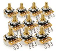 CTS 450G A250K Pots Brass Solid Short Shaft 1/4 Inch 10% Audio Taper Potentiometers for Electric Guitar Bass (Set of 10)