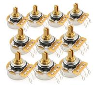CTS 450G A250K Pots Metric Coarse 18-Spline Brass Short Split Shaft 1/4 Inch 10% Audio Taper Potentiometers for Electric Guitar Bass (Set of 10)