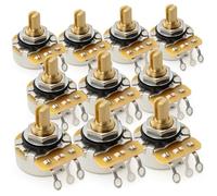 CTS 450G B250K Pots Brass Short Split Shaft 1/4 Inch 10% Linear Taper Potentiometers for Electric Guitar Bass (Set of 10)