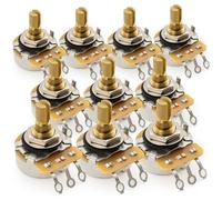 CTS 450G No-Load A250K Pots Brass Short Split Shaft 1/4 Inch 10% Audio Taper Potentiometers for Electric Guitar Bass (Set of 10)
