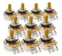 CTS 450G Vintage Tone A250K Pots Brass Short Split Shaft 1/4 Inch 10% Audio Taper Potentiometers for Electric Guitar Bass (Set of 10)