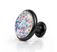 CTSSYYDUE Black Cabinet Knobs, Colorful Glitter Glass Drawer knobs 4 Pack | Black zinc alloy base,iridescent glitter glass,stainless steel screws,fast DIY install,storage box included