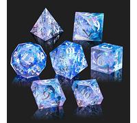 Cttasty DND Dice Set Resin Sharp Edge Dice Set Handmade 7pcs Polyhedral Dice Set DND RPG MTG Role Playing Game Dice Set D&D Dice with Gift Case for DND Dungeons and Dragon (Violet)