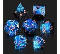 Cttasty DND Dice Set Resin Sharp Edge Dice Set Handmade 7pcs Polyhedral Dice Set DND RPG MTG Role Playing Game Dice Set D&D Dice with Gift Case for DND Dungeons and Dragon (Blue-Black)