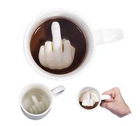 CTTPEG Ceramic Middle Finger Coffee Cup,Middle Finger Coffee Mug with 3D Funny Middle Finger Inside for Best April Fool's Day, Valentine's Day, Birthday Gift