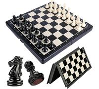 CTTPEG Magnetic Chess Set, 32cm Large Folding Travel Chess Board with Secure Magnetic Chess Pieces, Portable Traditional Strategy Educational Board Game Gifts for Adults, Black and White Chessmen