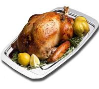 CTTPEG Stainless Steel Turkey Dish Roast Chicken Plate Rack Bakeware Tray Steak Carving Pan Thick Serving Tray with Non Slip Spikes for Slicing Chopping Meat