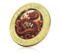 CTTSDHIPE Commemorative Coin The Year Of The Dragon Lucky Coin Gold Plated Challenge Coin Collectible Coin Souvenir Gift
