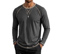 CTU Mens Long-Sleeve T Shirt Crew Neck Raglan Basic Baseball Tee | Soft Blended-Fabric, Raglan Sleeves With Contrast Trim, Relaxed Breathable Fit, Stylish Neck X-Stitch For Casual Wear