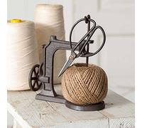 CTW 520057 Sewing Machine Jute Twine Ball String and Scissors Holder Set, Vintage Inspired Rustic Farmhouse Style, Gift for Sewer Sewist Crafter, Cast Iron Metal, Brown, 3 Piece Set