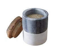 CTW Home Collection Salt and Pepper Pinch Pots, 3.75-inch Height, Marble, Mango Wood, Kitchen, Kitchen Accessories