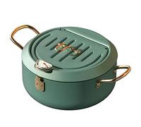 Ctwezoikmt Kitchen Stainless Steel Deep Frying Pot Oil Fryer with A Thermometer and A Lid 304 Tempura Fryer Pan Fried Chicken Pot