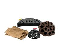 CTWPets Shrimp Breeding & Natural Habitat Kit - Dome Cave, Breeder Protector, Lotus Pod & 5 Banana Leaves for Tannin Release, Biofilm Growth & Aquarium Enrichment | 8 Pack