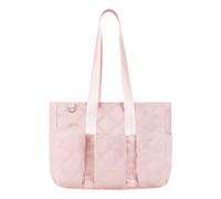 CTWWFS Quilted Tote Bag for Women, Puffer Work Travel Handbag with Zipper for Teacher Nurse, Cute Laptop Shoulder Gym Bag (Pink)