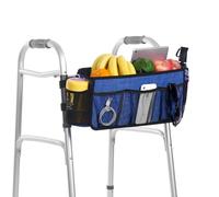 CTWWFS Upgrade Walker Basket with Cup Holder, Foldable Walker Storage Bag for seniors with Big Capacity & Never Tipping Over, Best Gift for Family (Blue)