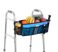 CTWWFS Upgrade Walker Basket with Cup Holder, Foldable Walker Storage Bag for seniors with Big Capacity & Never Tipping Over, Best Gift for Family (Sky Blue)