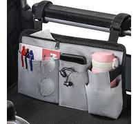 CTWWFS Upgrade Wheelchair Side Bag with Cup Holder, Armrest Accessories for Wheelchair, Rollator, Walker, The Perfectly Organized to Free your Hands and Bring you A Wonderful Life Experience (Gray)
