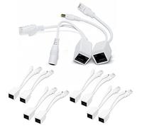 CTXSumTec 5 Pairs/10pcs Passive PoE Injector and Splitter Kits,Passive Power over Ethernet RJ45 PoE Adapter Injector + Splitter Kit 5v 12v 24v 48v for CCTV Security Camera System,White