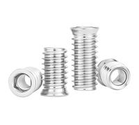 Ctyjia 25Pcs Threaded Inserts Nuts M5 x 12mm Zinc Plated Carbon Steel Hex Socket Nuts, for Wood Timber Furniture