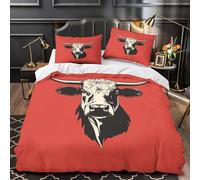 CTYQKZVPM Bull head 3D Digital Print Duvet Insert Cover 3pc Ultra-Soft Microfibre Light graphic design Quilt Cover 2 Pillowcases Concealed Zipper Bed Linen Teens Room Super king（260x220cm）