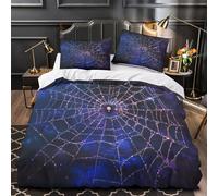 CTYQKZVPM Cosmic spider web 3D Printing Quilt Cover 3-Piece Microfiber Lightweight Breathable Fantasy nebula Comforter Cover 2 Pillowcases Hidden Zipper Bed Set Girls Bedroom King（220x240cm）