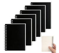 CTYUEYUN 6 Pcs A6 Spiral Notebooks,100 Pages (50 sheets) Each, Small Size 100mm*140mm, Thick Paper, Double Spiral Binding, 360° Rotation, Suitable for Diaries, Notes, Office Supplies (Black).
