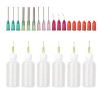 CTYUEYUN 6 Pcs Needle Bottle Applicator 50ml,Precision Tip Applicator Bottles with 6 Types of Needle,Squeeze Bottle for Liquid Dropping,Needle Tip Bottles for Glue Pigment Acrylic Lubricant