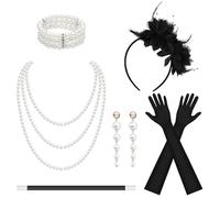 CTYUEYUN 6PCS 1920s Gatsby Accessories for Women, Featuring Gatsby-Inspired and Jazzy Styles, Retro-Themed Fashion Set, for Christmas, Carnivals, Halloween, and Other Occasions