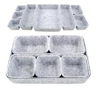 CTYUEYUN 8Pcs Felt Desk Drawer Organiser,Versatile Makeup Drawer Organiser Dividers,Small Felt Desk for Home Office Cosmetics Storage Boxes（LightGray）