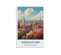 CTZIKWW Birmingham West Midlands Vintage Travel Posters 08x12inch(20x30cm) Canvas Art Prints Picture Wall Art Painting