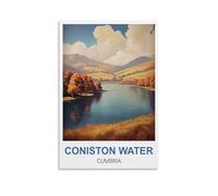 CTZIKWW Coniston Water Cumbria Vintage Travel Poster 08x12inch(20x30cm) Canvas Art Prints Picture Wall Art Painting