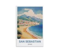 CTZIKWW San Sebastian Spain Vintage Travel Poster 08x12inch(20x30cm) Canvas Art Prints Picture Wall Art Painting