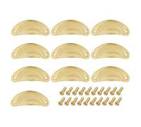 Ctzrzyt Cup Drawer Pull Kitchen Cabinet Handle Gold, 66mm Hole Centers, 10 Pack