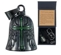 CTZSR Motorcycle Bell Guardian Angel - Good Luck Charm Gift For Rider Men Kids Friends With Gift Box, Legend Card, Keychain And Hanger & Weather-resistant Gremlin Bells For Bike Car (Black & Green)