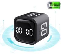 Cu-be Gravity Sensor Flip Timer - LED Display Silent Countdown Timer for Kitchen, Work, Study, Meeting, Cooking, Fitness (Black)