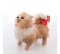 CU-MATE 10 inch Pomeranian Dog Stuffed Animal - Black and Tan Lifelike & Realistic Plush Toy Puppy Dog Standing Present Gift